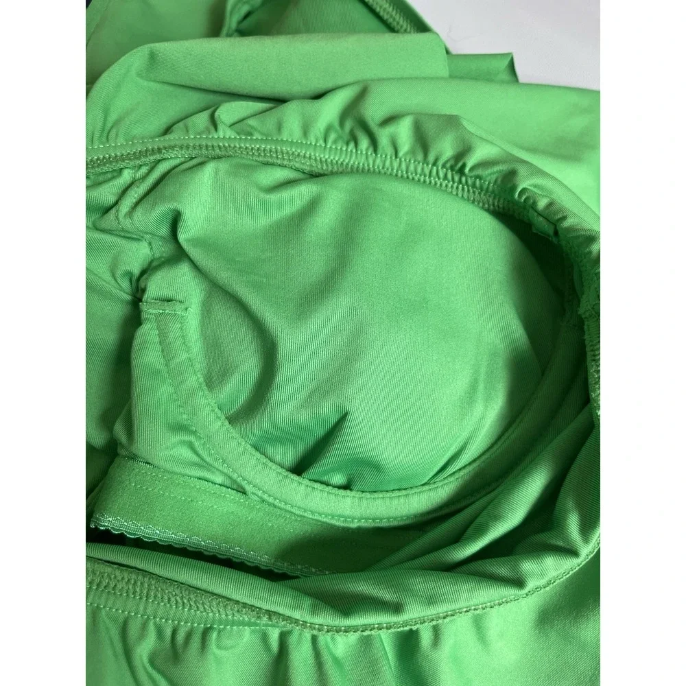 New KATE SPADE Sz XS Ruffle One Piece Green Swimsuit Strap Liner Fern Moss NWOT